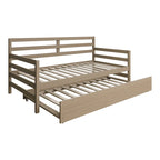 Lit de repos double multicolore avec tiroir gigogne, bois d'hévéa