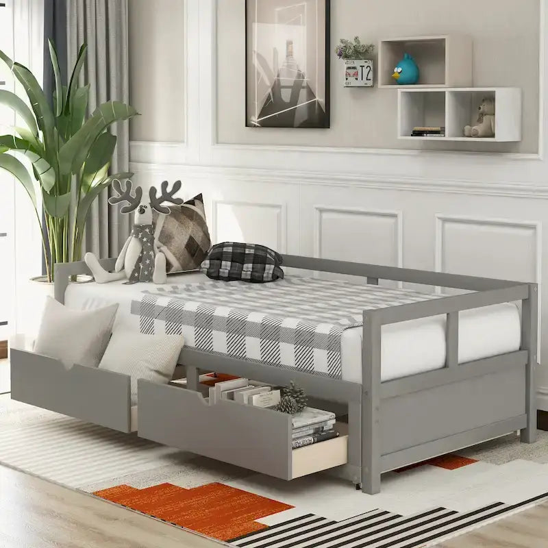 Lit de repos extensible avec deux tiroirs