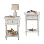 Table de chevet à motifs avec tiroir – Corde de chanvre / Miroir / Fleur / Nid d'abeille