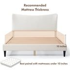 Lit plateforme Queen en bouclette blanche, tête de lit réglable