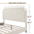 Lit plateforme Queen en bouclette blanche, tête de lit réglable