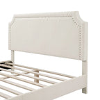 Lit plateforme Queen en bouclette blanche, tête de lit réglable