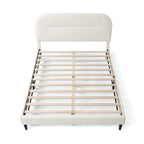 Lit plateforme Queen en bouclette blanche, tête de lit réglable