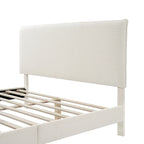 Lit plateforme Queen en bouclette blanche, tête de lit réglable