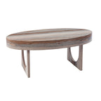 Table basse ovale en faux marbre marron – Style géométrique contemporain