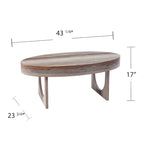 Table basse ovale en faux marbre marron – Style géométrique contemporain