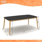 Ensemble de salle à manger 7 pièces en bois certifié FSC blanc/noir pour 6 personnes
