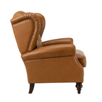Fauteuil à oreilles 1 place en cuir véritable, garniture cloutée – Camel / Bordeaux / Bleu marine / Marron / Noir