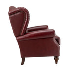 Fauteuil à oreilles 1 place en cuir véritable, garniture cloutée – Camel / Bordeaux / Bleu marine / Marron / Noir