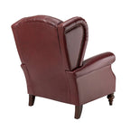 Fauteuil à oreilles 1 place en cuir véritable, garniture cloutée – Camel / Bordeaux / Bleu marine / Marron / Noir