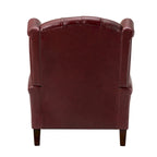 Fauteuil à oreilles 1 place en cuir véritable, garniture cloutée – Camel / Bordeaux / Bleu marine / Marron / Noir