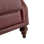 Fauteuil à oreilles 1 place en cuir véritable, garniture cloutée – Camel / Bordeaux / Bleu marine / Marron / Noir