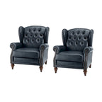 Fauteuil à oreilles 1 place en cuir véritable, garniture cloutée – Camel / Bordeaux / Bleu marine / Marron / Noir
