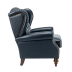 Fauteuil à oreilles 1 place en cuir véritable, garniture cloutée – Camel / Bordeaux / Bleu marine / Marron / Noir
