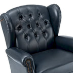 Fauteuil à oreilles 1 place en cuir véritable, garniture cloutée – Camel / Bordeaux / Bleu marine / Marron / Noir