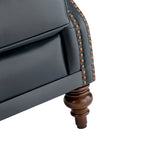 Fauteuil à oreilles 1 place en cuir véritable, garniture cloutée – Camel / Bordeaux / Bleu marine / Marron / Noir