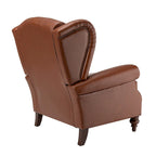 Fauteuil à oreilles 1 place en cuir véritable, garniture cloutée – Camel / Bordeaux / Bleu marine / Marron / Noir