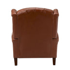Fauteuil à oreilles 1 place en cuir véritable, garniture cloutée – Camel / Bordeaux / Bleu marine / Marron / Noir
