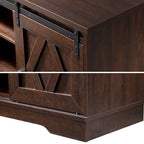 Meuble TV rustique marron/blanc avec portes coulissantes façon grange et rangement