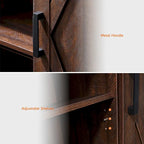 Meuble TV rustique marron/blanc avec portes coulissantes façon grange et rangement