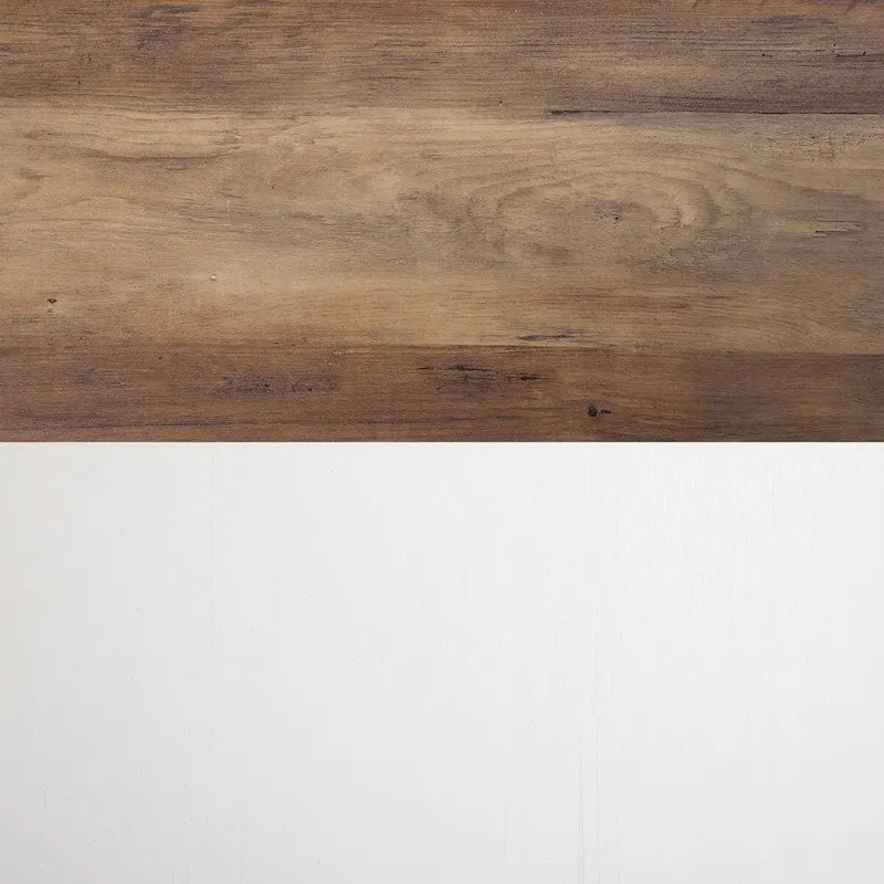 Meuble TV rustique marron/blanc avec portes coulissantes façon grange et rangement