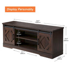 Meuble TV rustique marron/blanc avec portes coulissantes façon grange et rangement