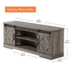 Meuble TV rustique marron/blanc avec portes coulissantes façon grange et rangement