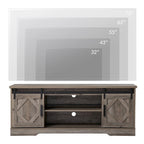 Meuble TV rustique marron/blanc avec portes coulissantes façon grange et rangement
