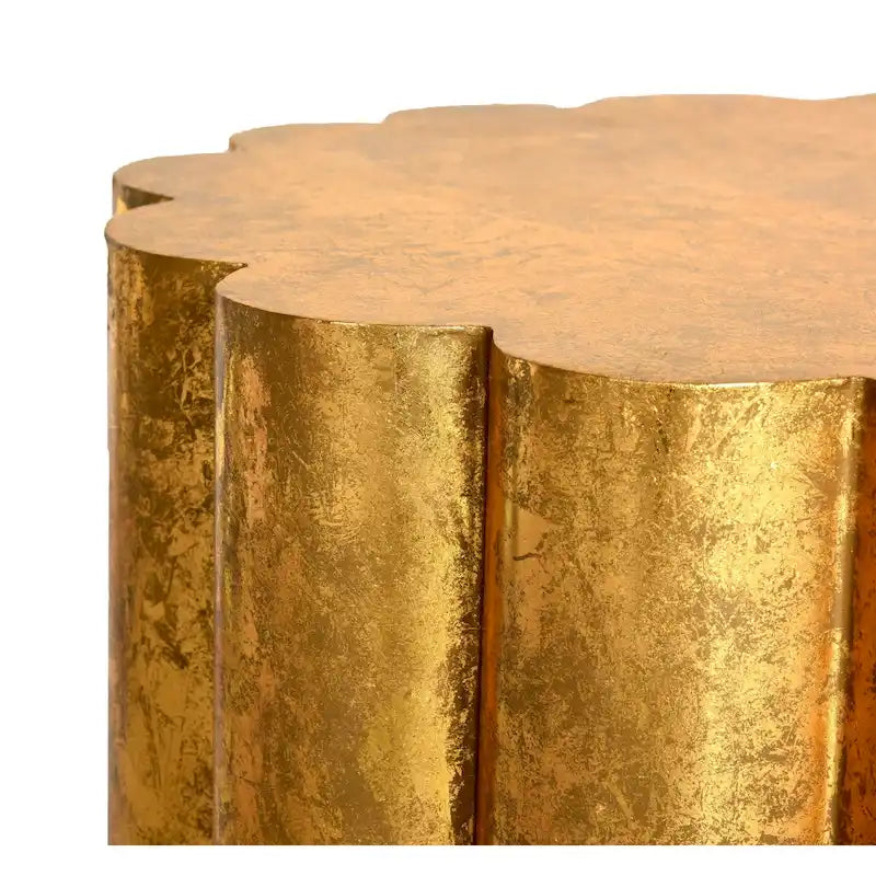 Table basse tambour doré, 71L x 71P x 38H cm.