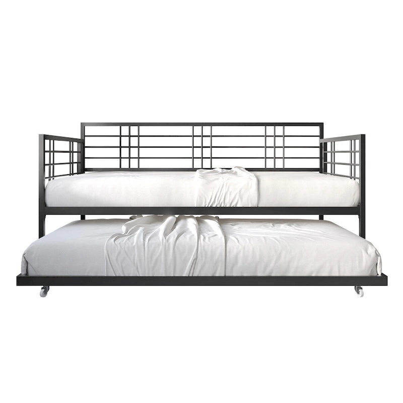 Lit de repos rustique double multicolore avec tiroir gigogne