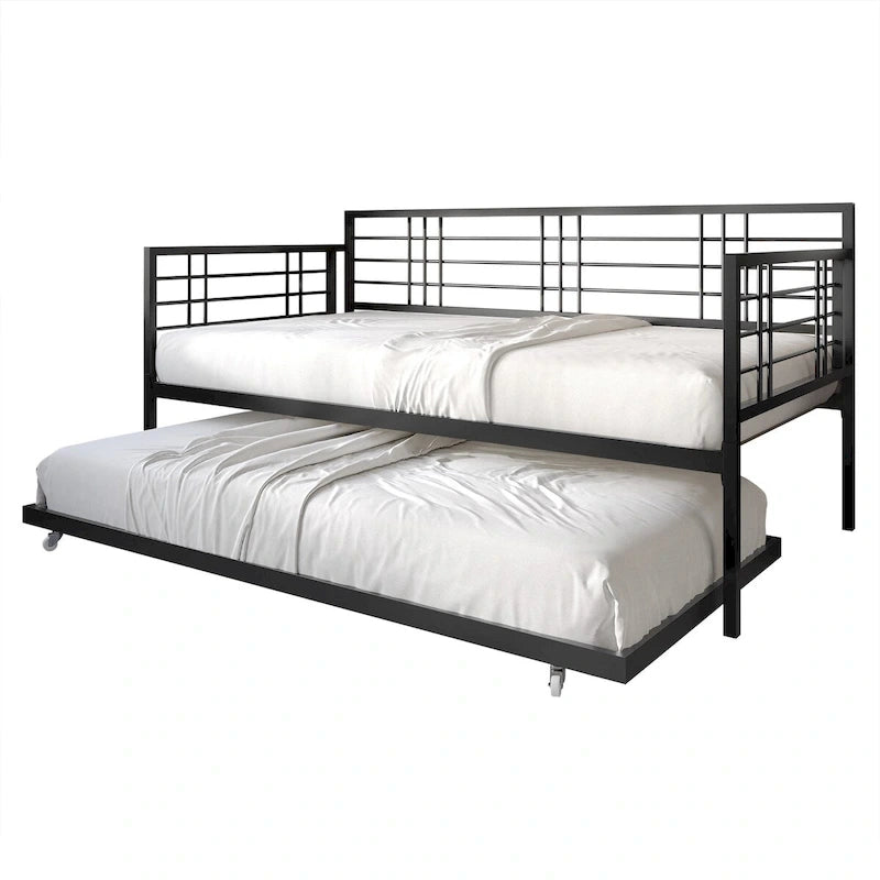 Lit de repos rustique double multicolore avec tiroir gigogne