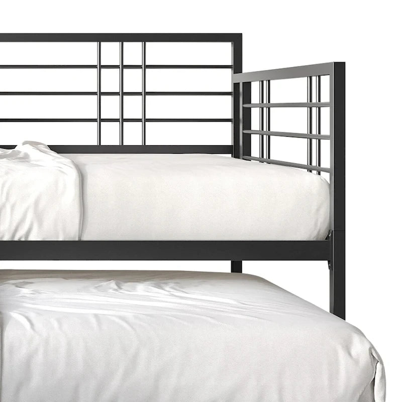 Lit de repos rustique double multicolore avec tiroir gigogne