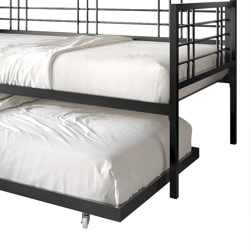 Lit de repos rustique double multicolore avec tiroir gigogne