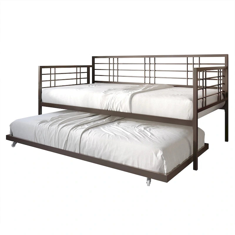 Lit de repos rustique double multicolore avec tiroir gigogne