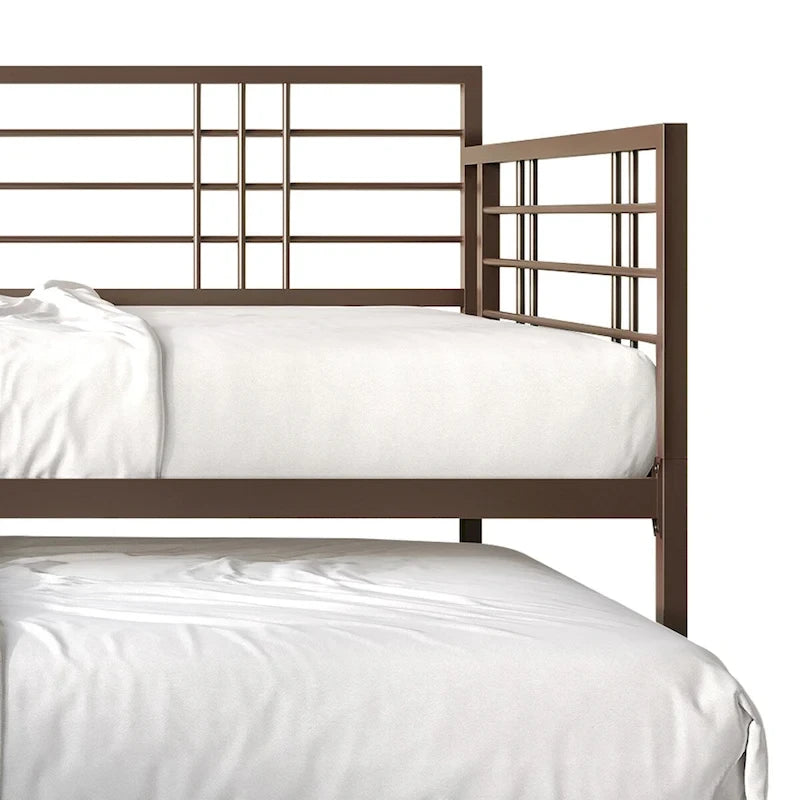 Lit de repos rustique double multicolore avec tiroir gigogne