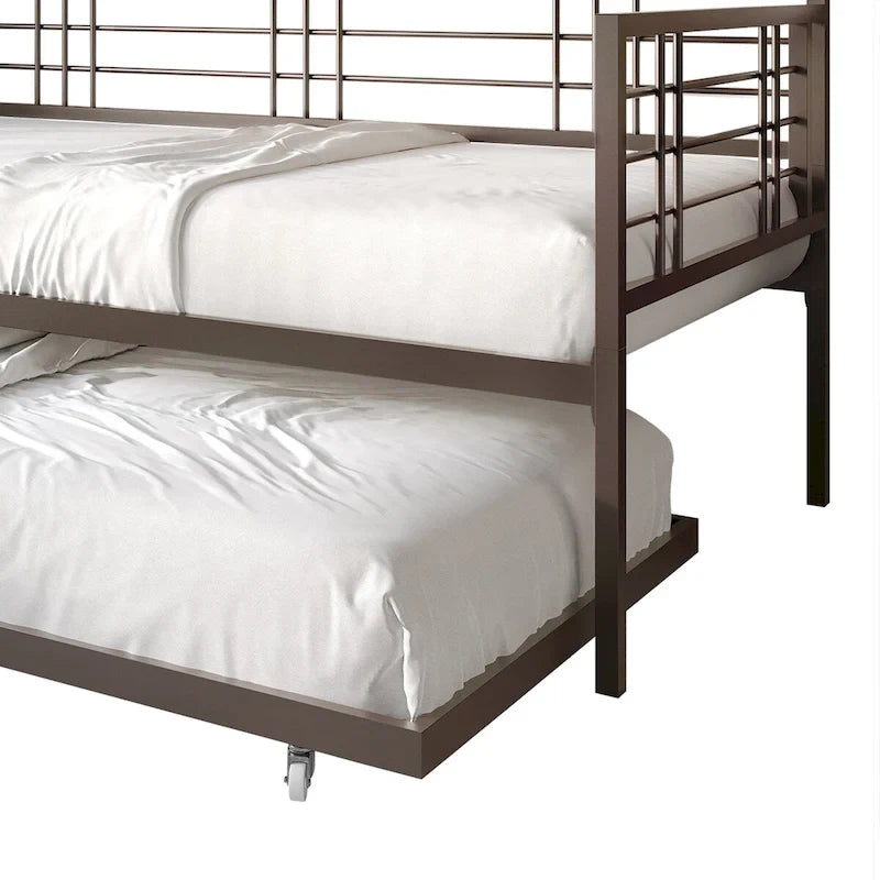 Lit de repos rustique double multicolore avec tiroir gigogne