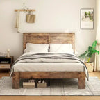 Cadre de lit plateforme en bois grand lit pour chambre à coucher