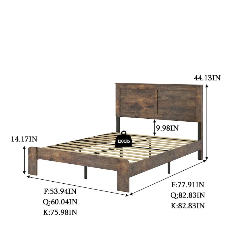 Cadre de lit plateforme en bois grand lit pour chambre à coucher