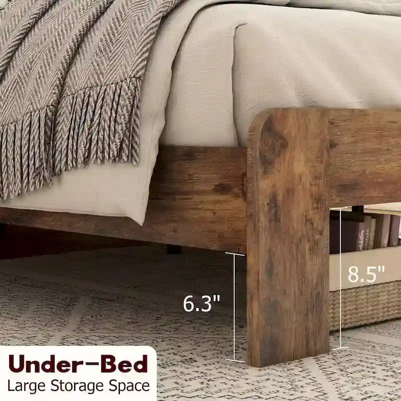 Cadre de lit plateforme en bois grand lit pour chambre à coucher