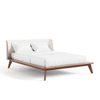 Ensemble de chambre 3 pièces Midcentury en bouclette et bois de noyer – Grand lit/Très grand lit/Lit double