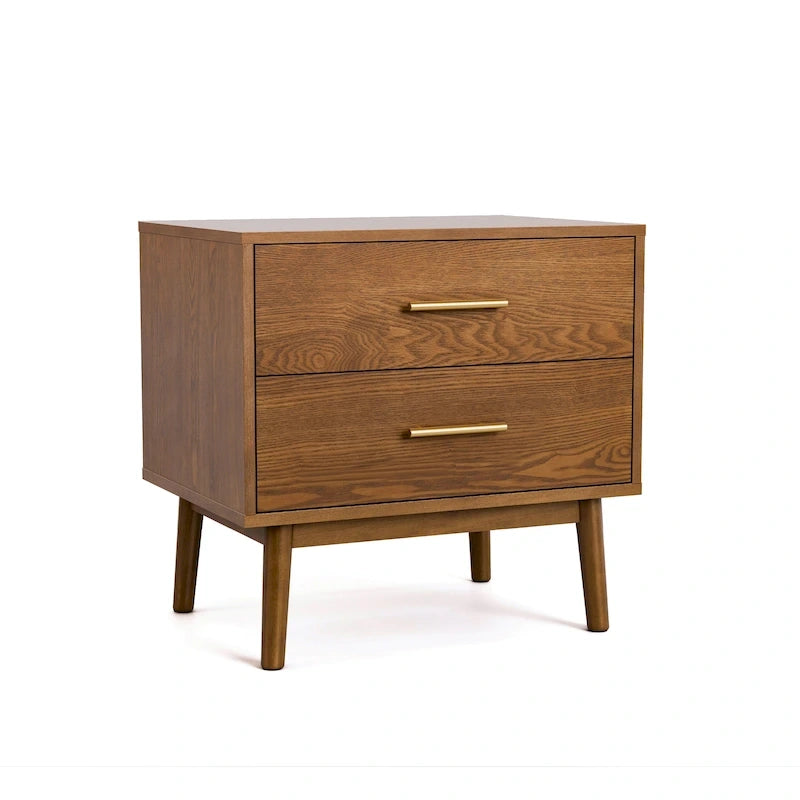 Ensemble de chambre 3 pièces Midcentury en bouclette et bois de noyer – Grand lit/Très grand lit/Lit double