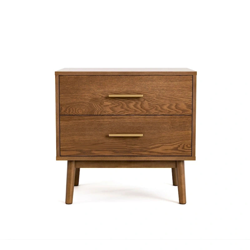 Ensemble de chambre 3 pièces Midcentury en bouclette et bois de noyer – Grand lit/Très grand lit/Lit double