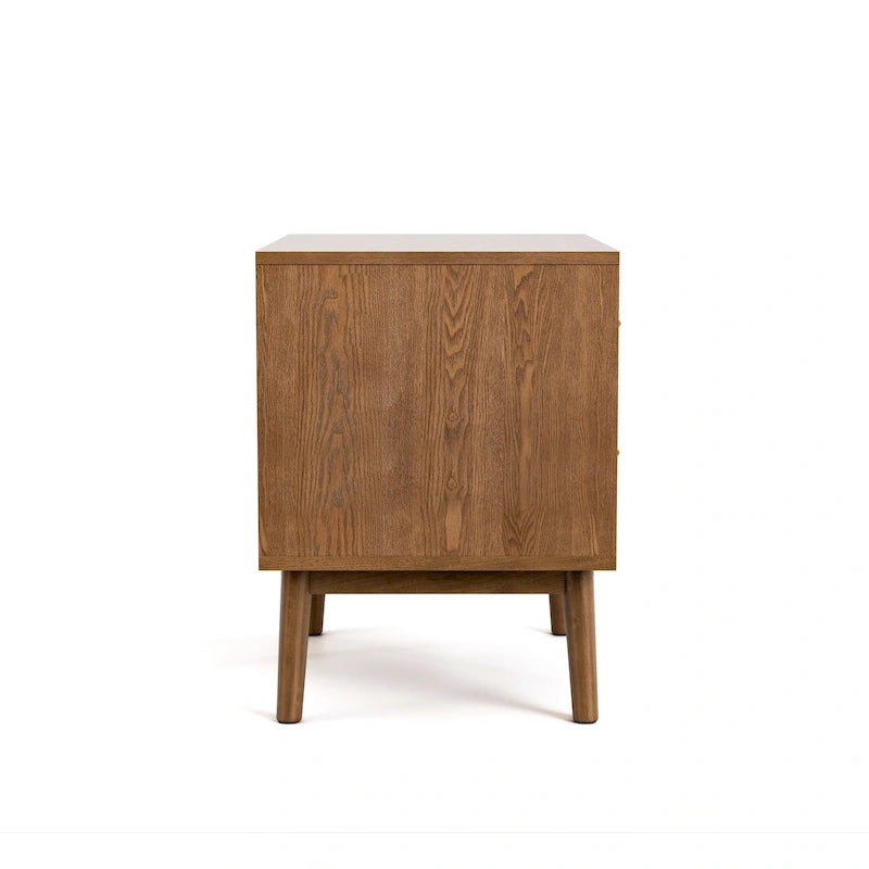 Ensemble de chambre 3 pièces Midcentury en bouclette et bois de noyer – Grand lit/Très grand lit/Lit double