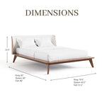 Ensemble de chambre 3 pièces Midcentury en bouclette et bois de noyer – Grand lit/Très grand lit/Lit double