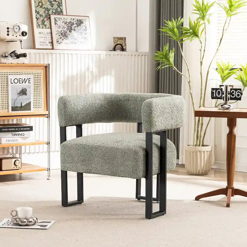 Fauteuil d'appoint individuel en velours Teddy Rembourré, fauteuil moderne d'angle rembourré en bouclette pour salon et chambre