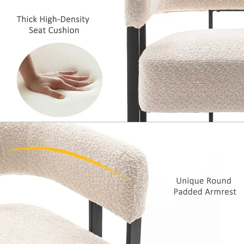 Fauteuil d'appoint individuel en velours Teddy Rembourré, fauteuil moderne d'angle rembourré en bouclette pour salon et chambre