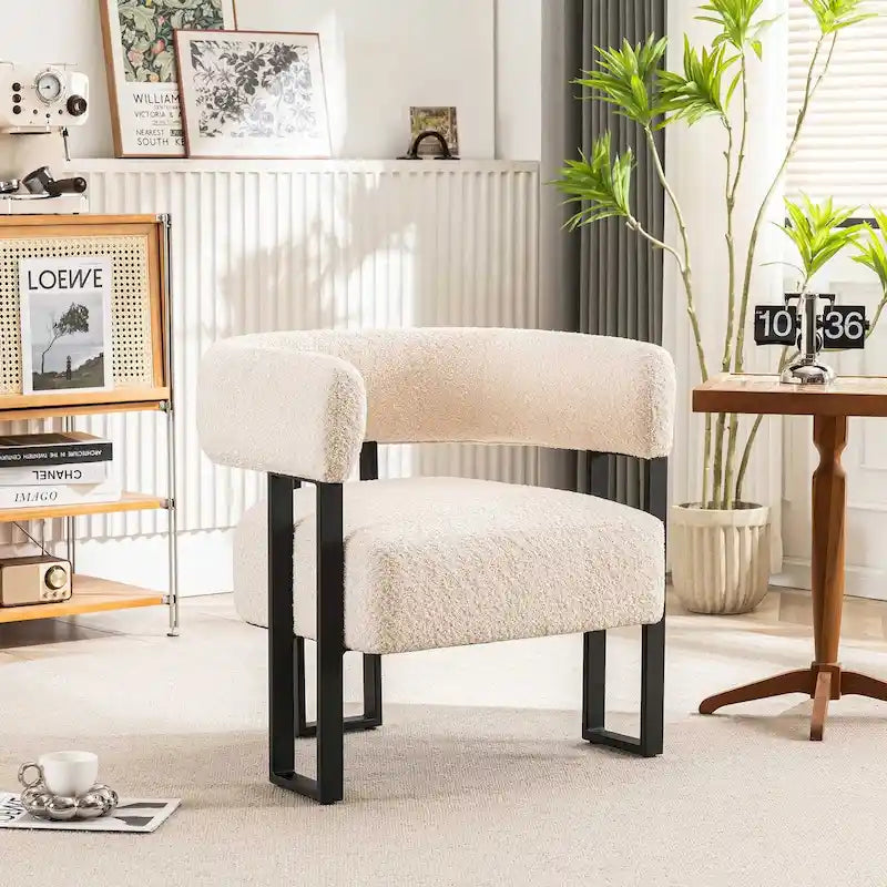 Fauteuil d'appoint individuel en velours Teddy Rembourré, fauteuil moderne d'angle rembourré en bouclette pour salon et chambre