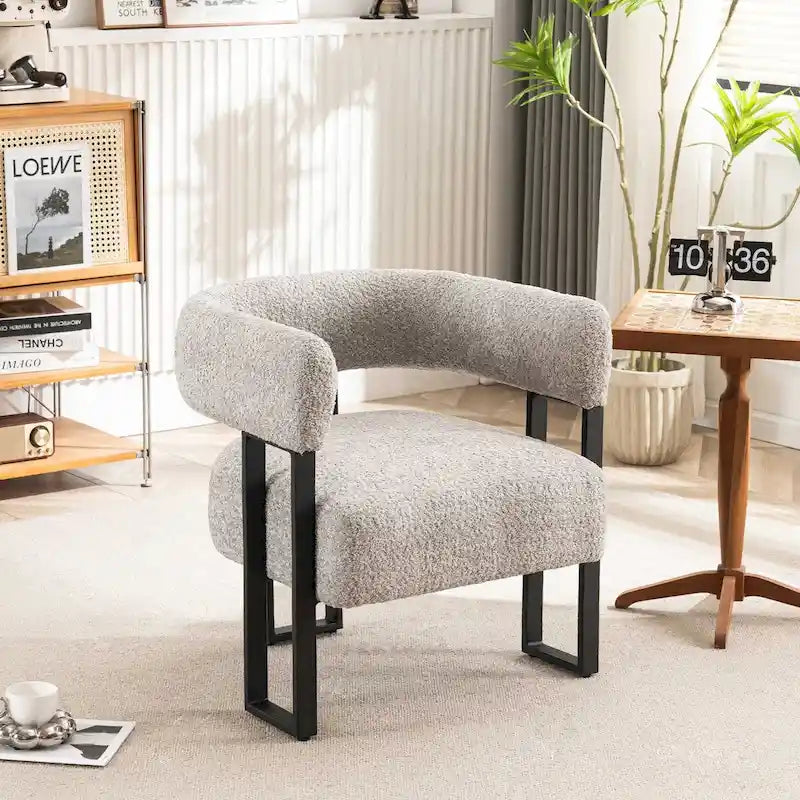 Fauteuil d'appoint individuel en velours Teddy Rembourré, fauteuil moderne d'angle rembourré en bouclette pour salon et chambre