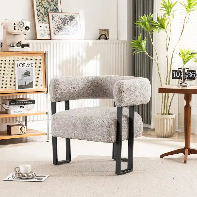 Fauteuil d'appoint individuel en velours Teddy Rembourré, fauteuil moderne d'angle rembourré en bouclette pour salon et chambre