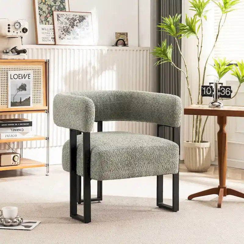 Fauteuil d'appoint individuel en velours Teddy Rembourré, fauteuil moderne d'angle rembourré en bouclette pour salon et chambre